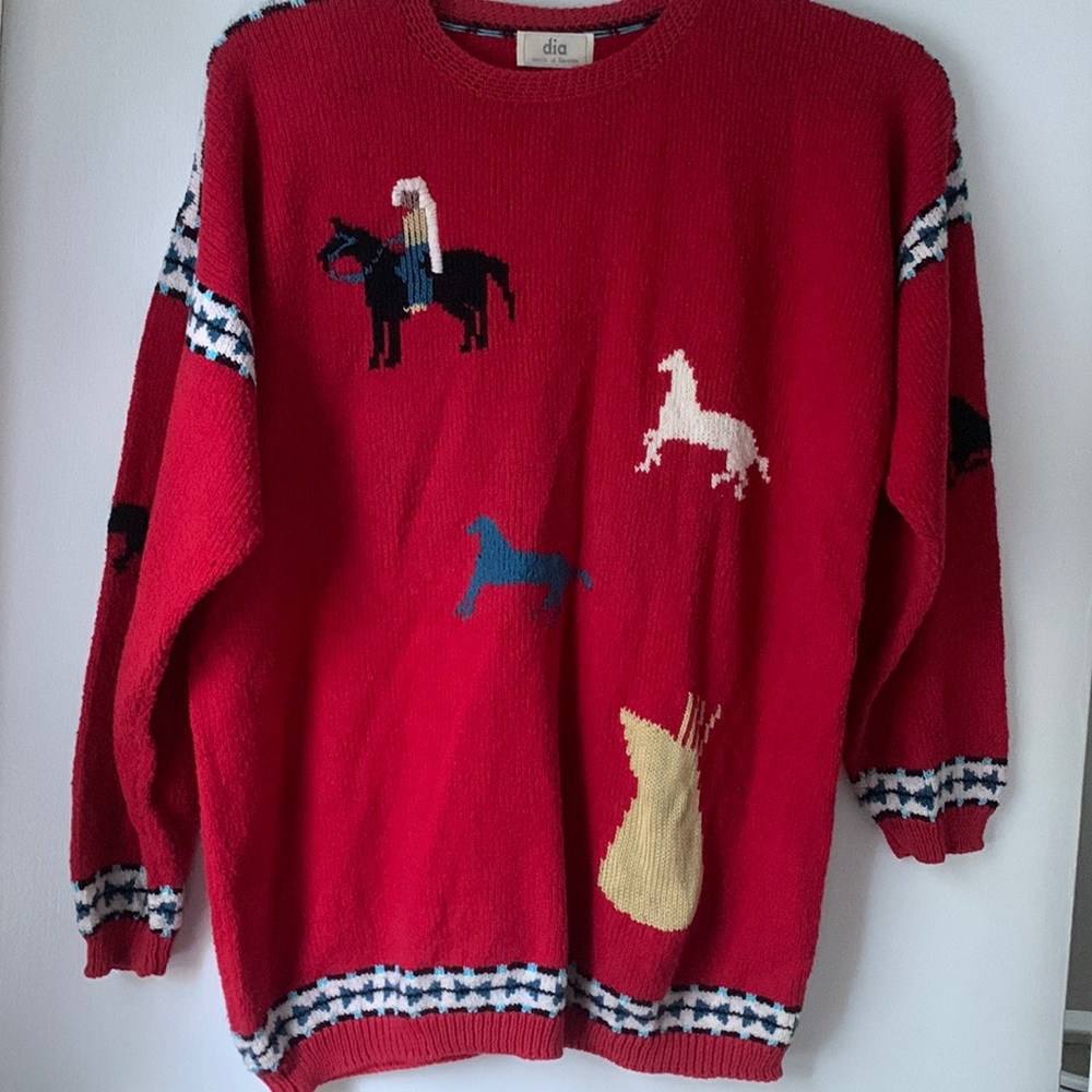dia north of boston red horse detail knitted sweater…NFs do not buy. Reserved.